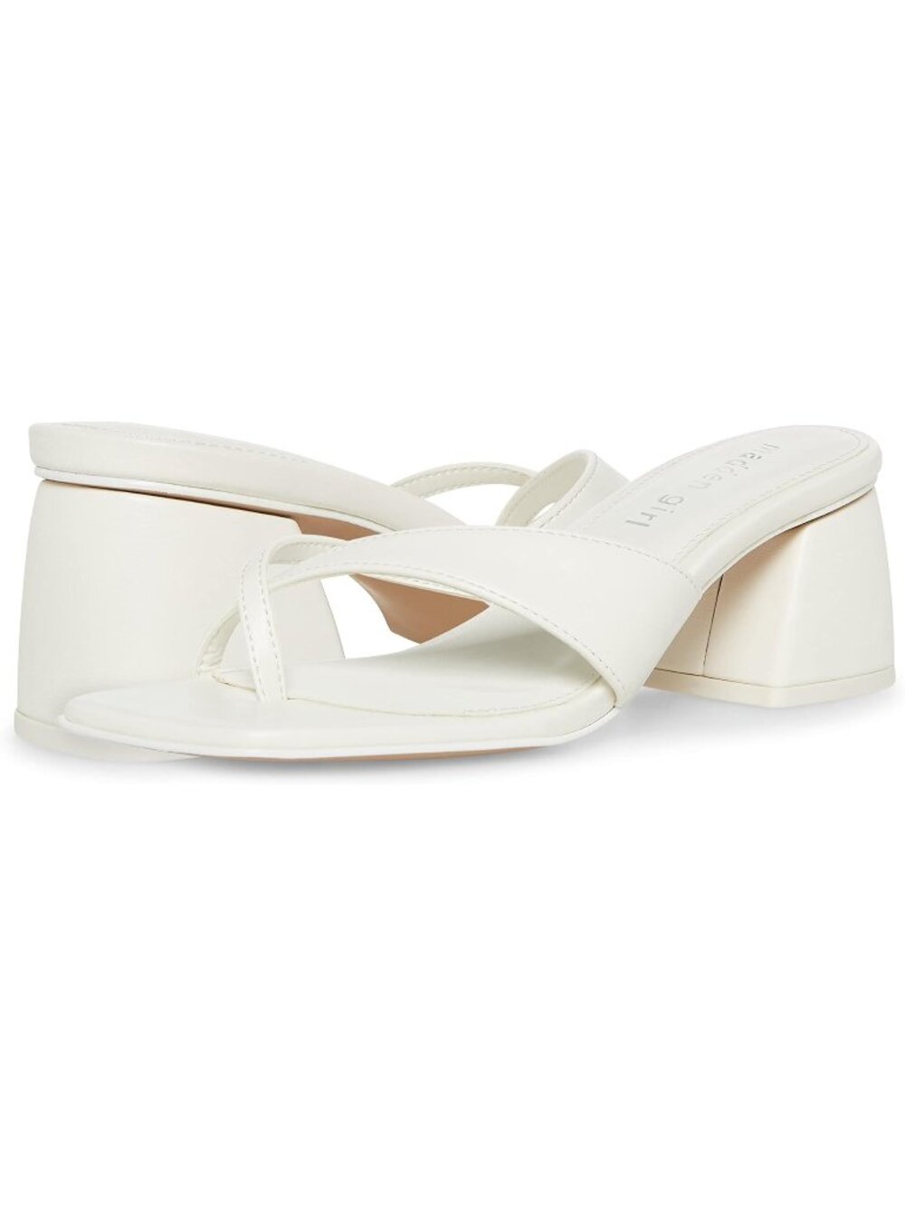 Madden Girl Womens Cherrie Flip Flops Dressy Heels Shoes White Paris Size 10 NIB